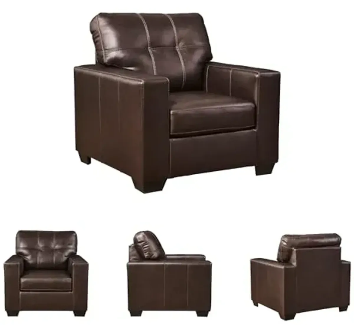 Signature Design by Ashley Santorine Classic Tufted Leather Match Chair, Dark Brown