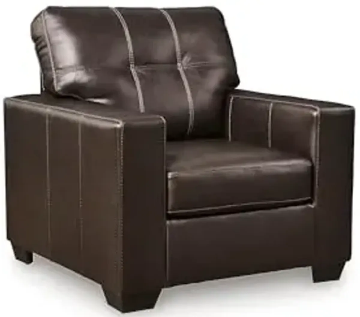 Signature Design by Ashley Santorine Classic Tufted Leather Match Chair, Dark Brown