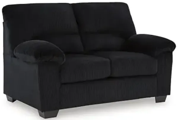 Signature Design by Ashley SimpleJoy Modern Loveseat for Living Room, Black