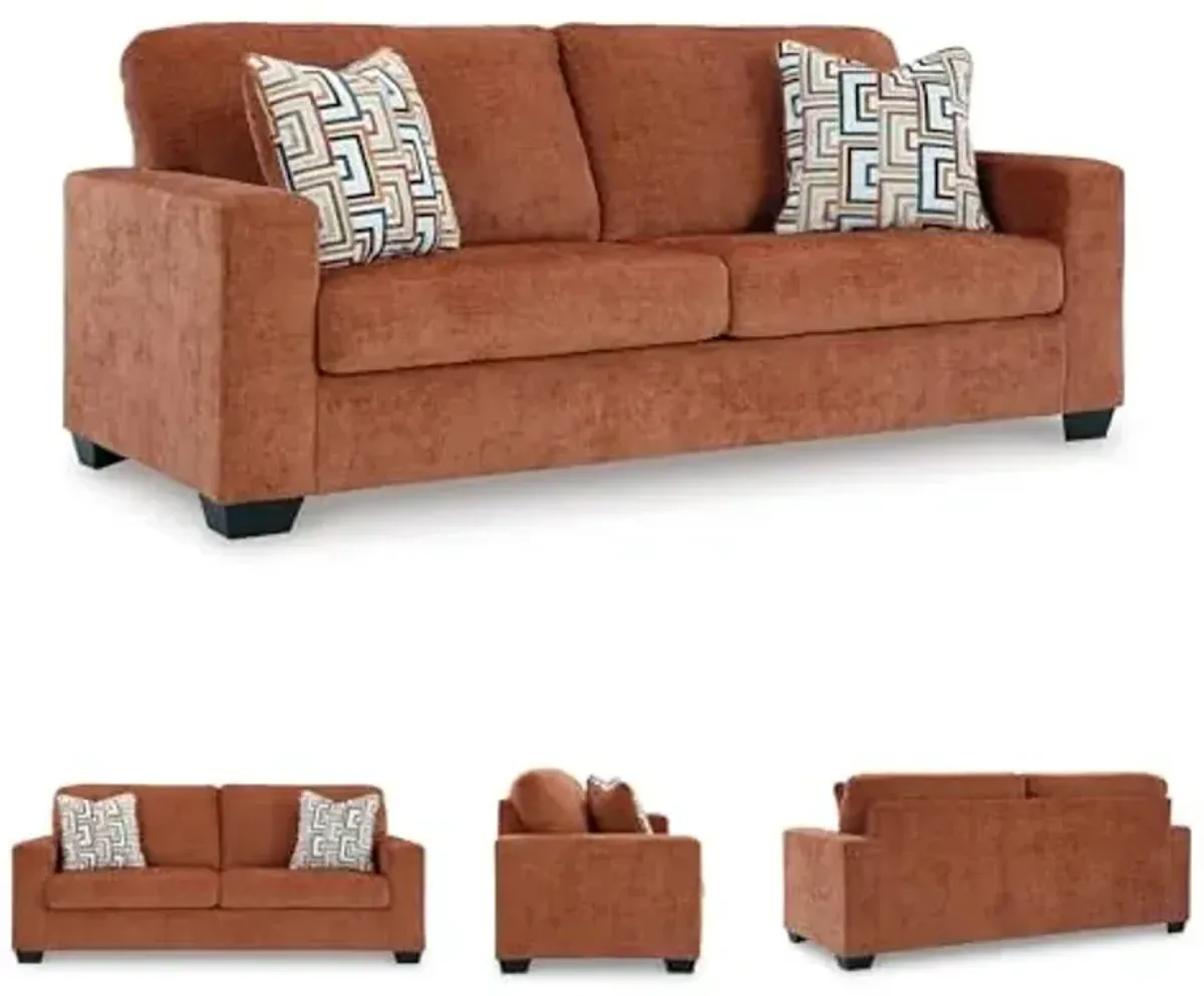 Signature Design by Ashley Aviemore Casual Sofa with 2 Accent Pillows, Orange