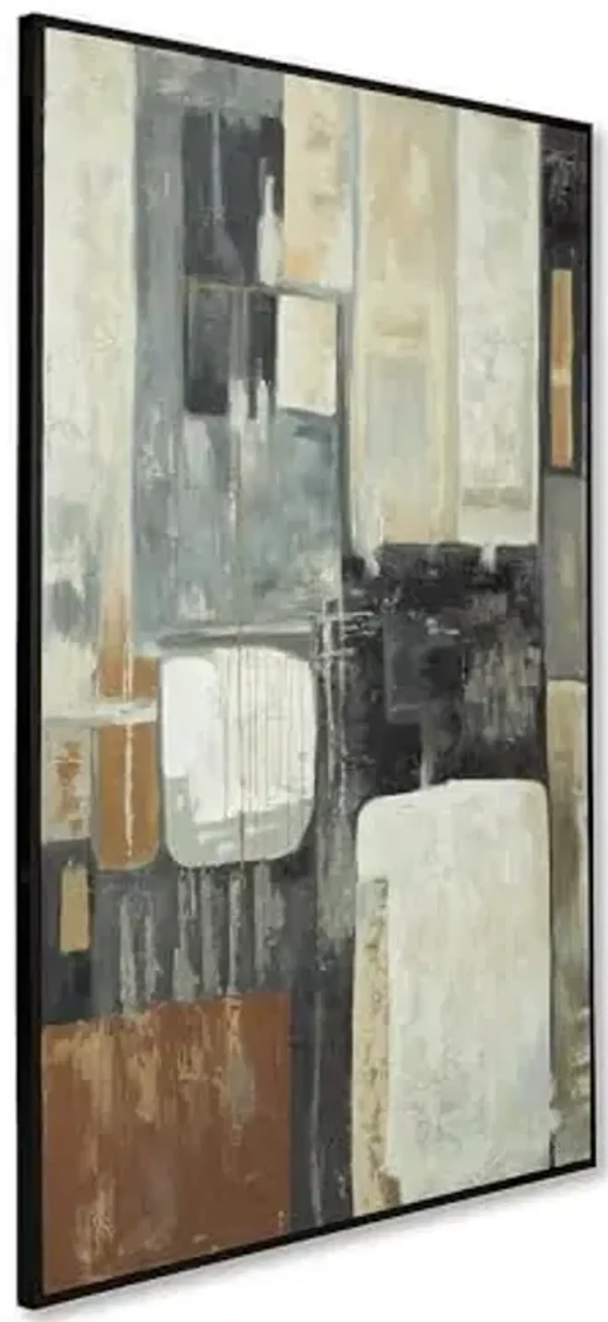 Signature Design by Ashley Howford Contemporary Rectangular Abstract Framed Hand-painted Wall Art 48 x 72 Inches, Black & Gray
