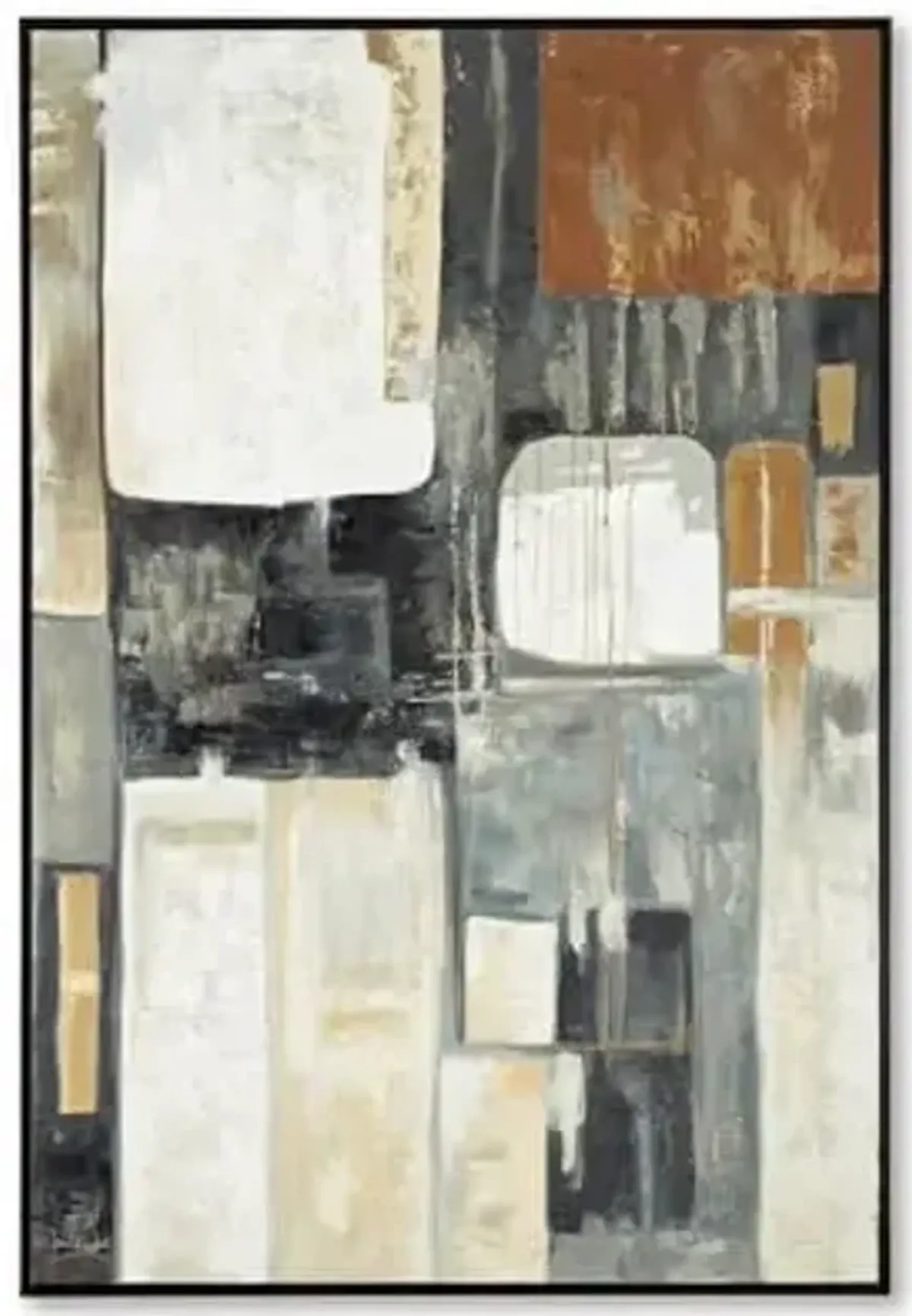 Signature Design by Ashley Howford Contemporary Rectangular Abstract Framed Hand-painted Wall Art 48 x 72 Inches, Black & Gray