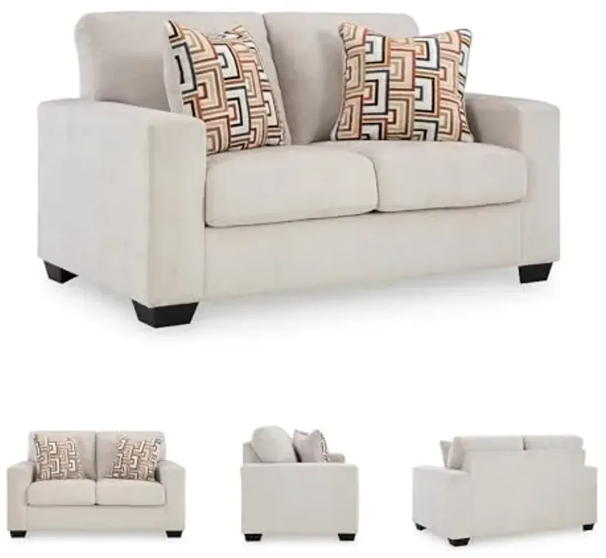 Signature Design by Ashley Aviemore Coastal Loveseat with 2 Accent Pillows, Beige