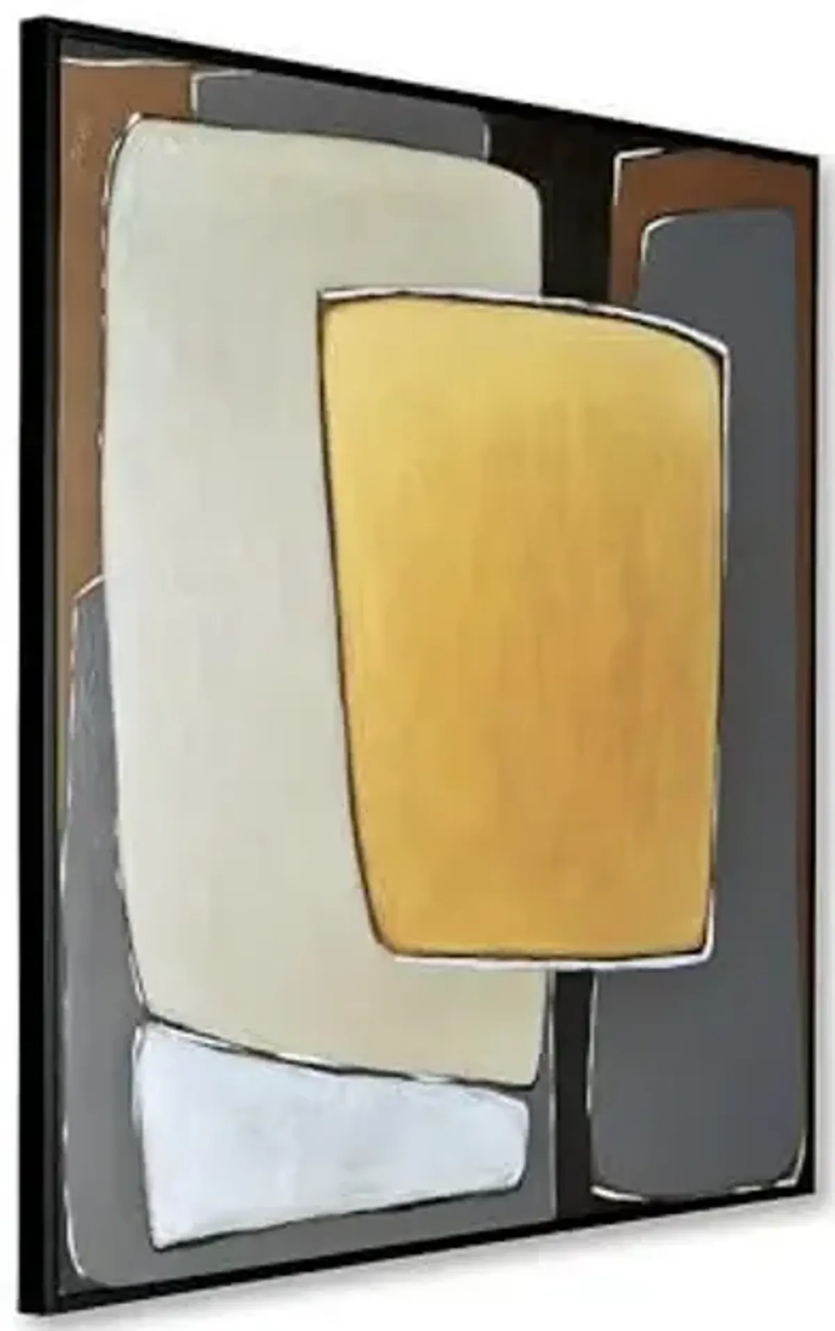 Signature Design by Ashley Actman Contemporary Square Abstract Framed Hand-painted Wall Art 48 x 48 Inches, Beige & Light Brown