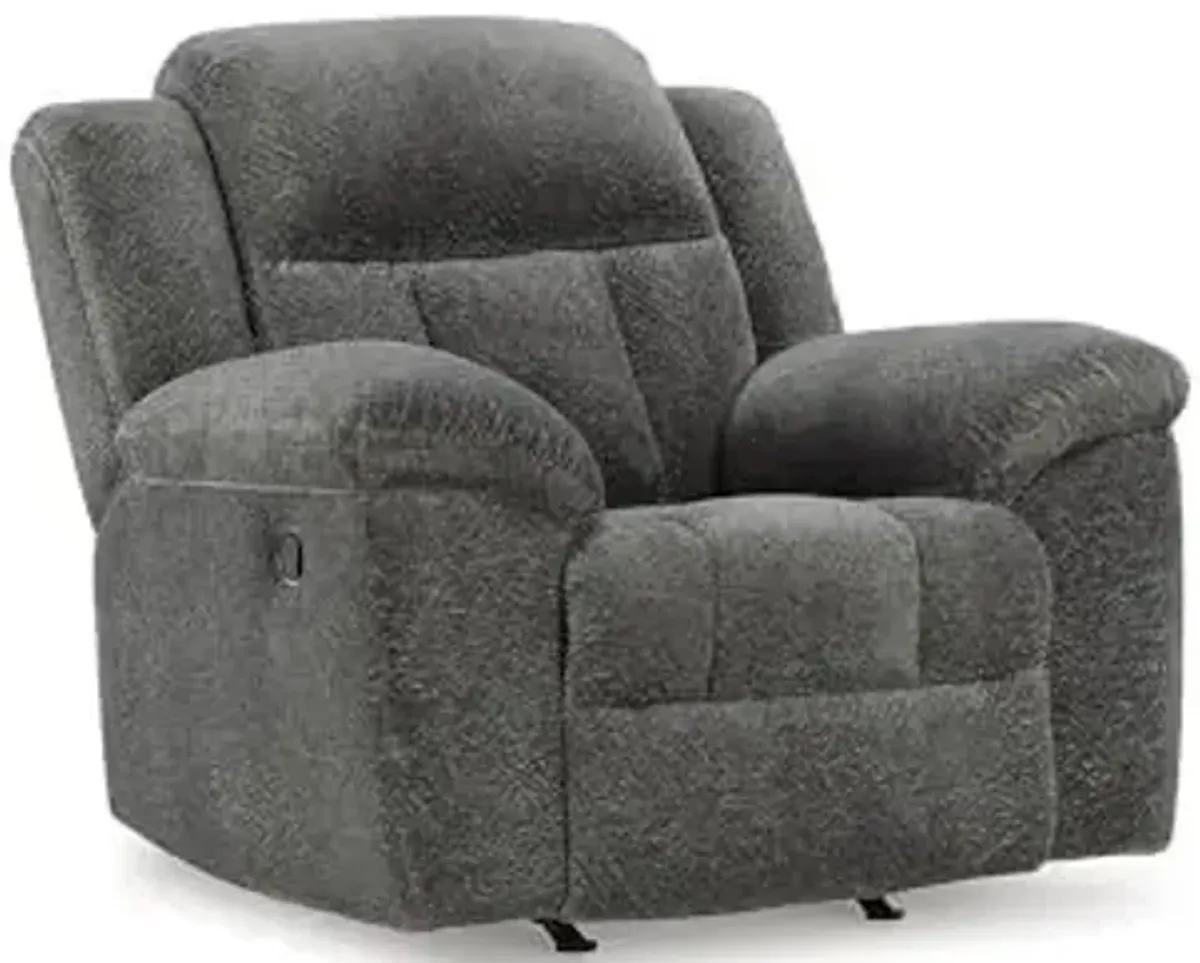 Signature Design by Ashley Frohn Urban Manual Rocker Recliner with Pillow-Top Arms, Gray