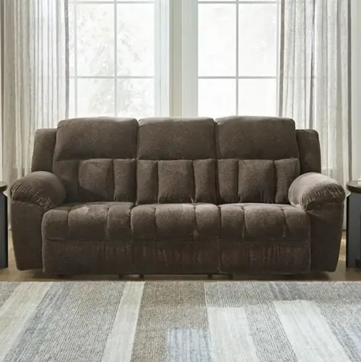 Signature Design by Ashley Frohn Modern Manual Reclining Sofa, Dark Brown