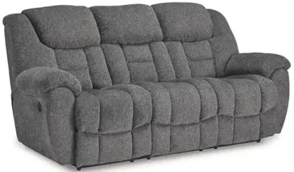 Signature Design by Ashley Foreside Contemporary Stain Resistant Manual Reclining Sofa, Gray