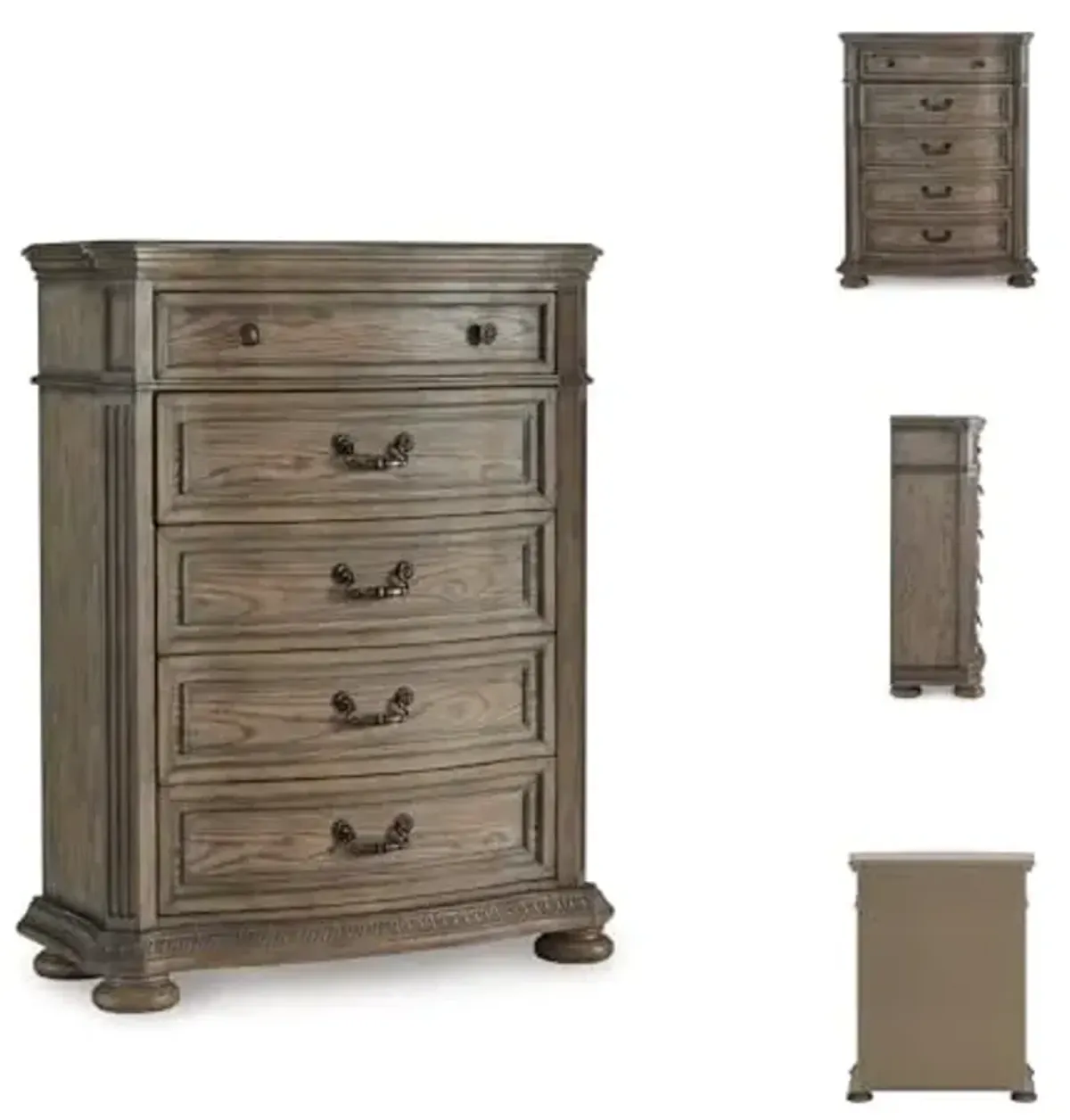 Signature Design by Ashley Ardenfield Traditional 5-Drawer Chest with Safety Stop and Felt Lining, Light Brown