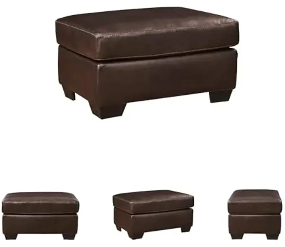 Signature Design by Ashley Santorine Classic Leather Match Rectangular Ottoman for Living Room, Dark Brown