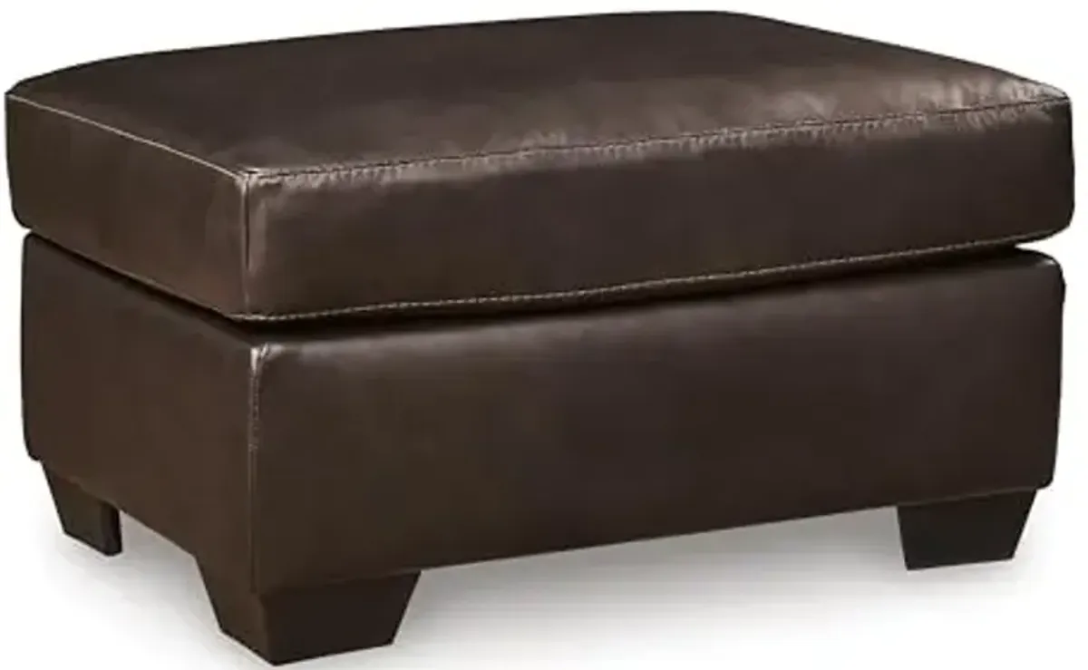Signature Design by Ashley Santorine Classic Leather Match Rectangular Ottoman for Living Room, Dark Brown