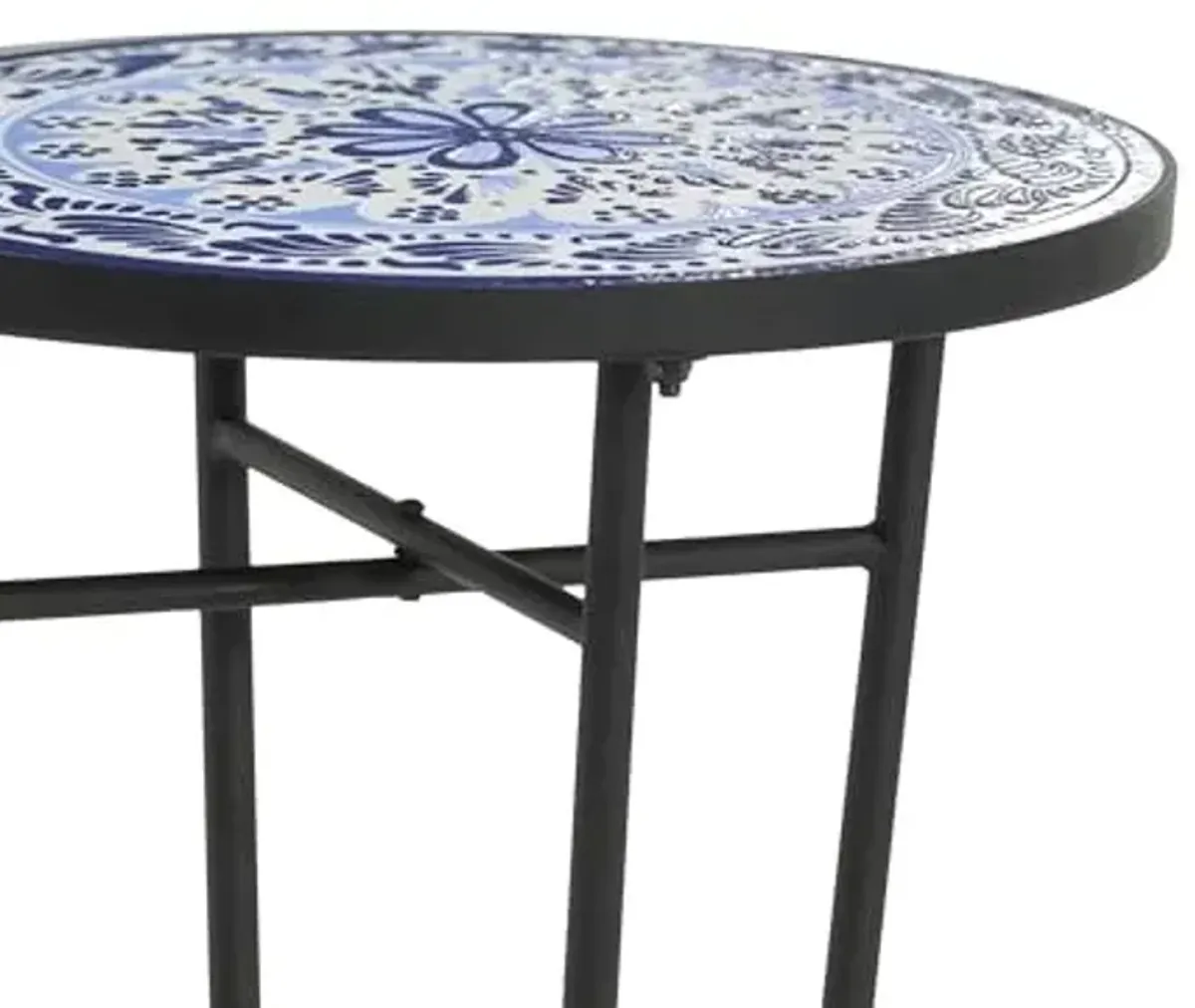 Christopher Knight Home Glady Outdoor Round Side Table, Patio Bistro Table with Ceramic Top and Metal Frame, Small Decorative Accent Table for Patio Garden Porch Balcony, Celadon