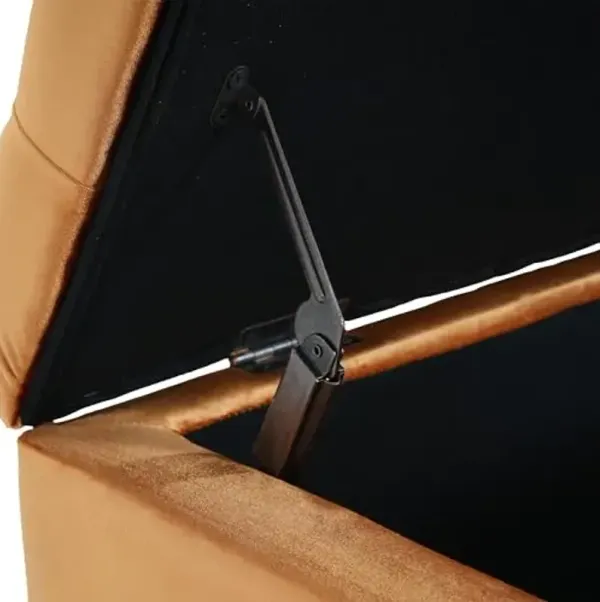 Christopher Knight Home Gloust Velvet Storage Ottoman, Upholstered Rectangular Storage Bench, Living Room Seating, Tufted BottonFoot Rest Stool for Home Office, Entryway and Bedroom, Orange