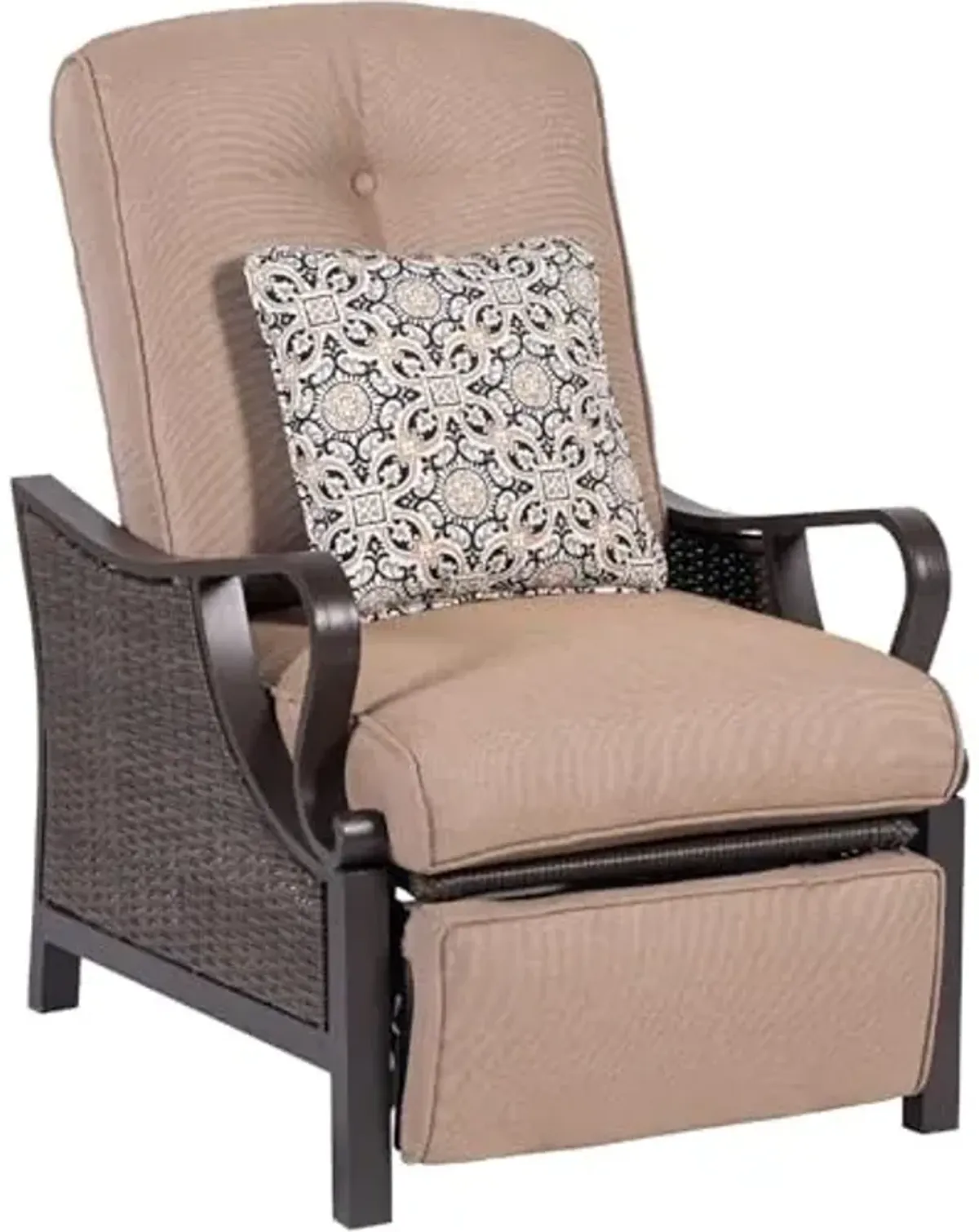 Hanover Ventura Outdoor Recliner in Tan, Outdoor Recliner Chair for Porch, Deck, Pool, Lounge Chairs for Outside Seating