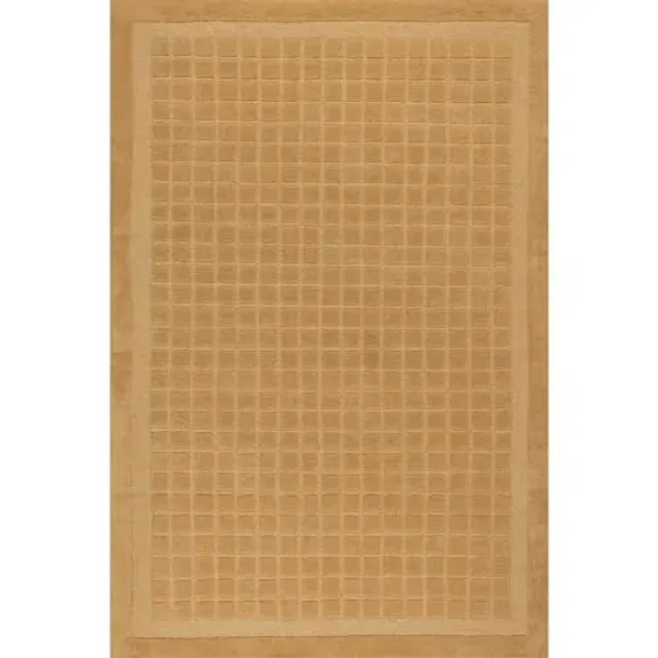 Rugs USA Fritz Golden Yellow, 3' x 5', Handmade, Checkered, Wool, Soft and Cozy, High Traffic, Stain Resistant, Easy Clean, Durable Runner for Bedroom, Living Room, Dining, Den, Foyer, Entryway