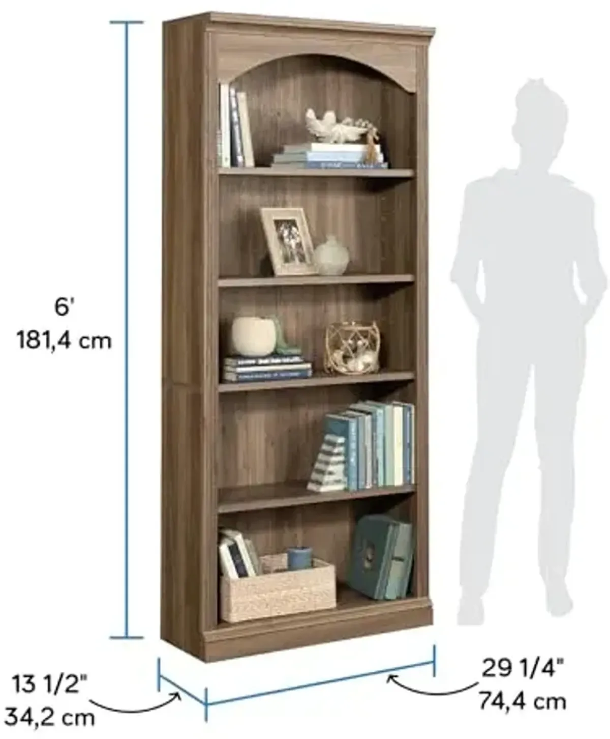 Sauder Miscellaneous Storage Bookcase, Salt Oak Finish