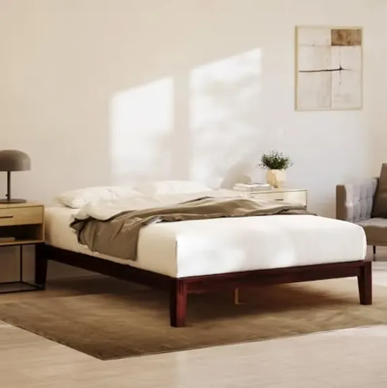 Nectar Bamboo Platform Bed Frame - Queen - Walnut - Floating Center Support Legs - 12” Height - Easy Tool Free Set Up - Contemporary and Durable - Sturdy Wooden Support Slats - Holds Up to 800 Pounds