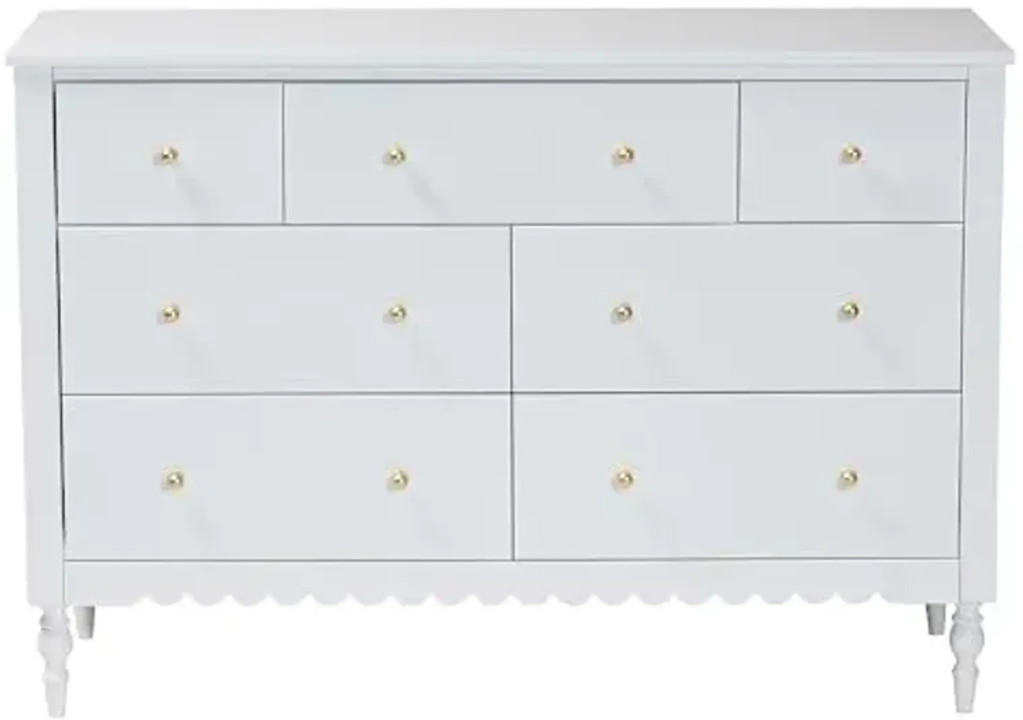 Baxton Studio Roni Wood Dresser With Scalloped Edges 7 Drawer White ...