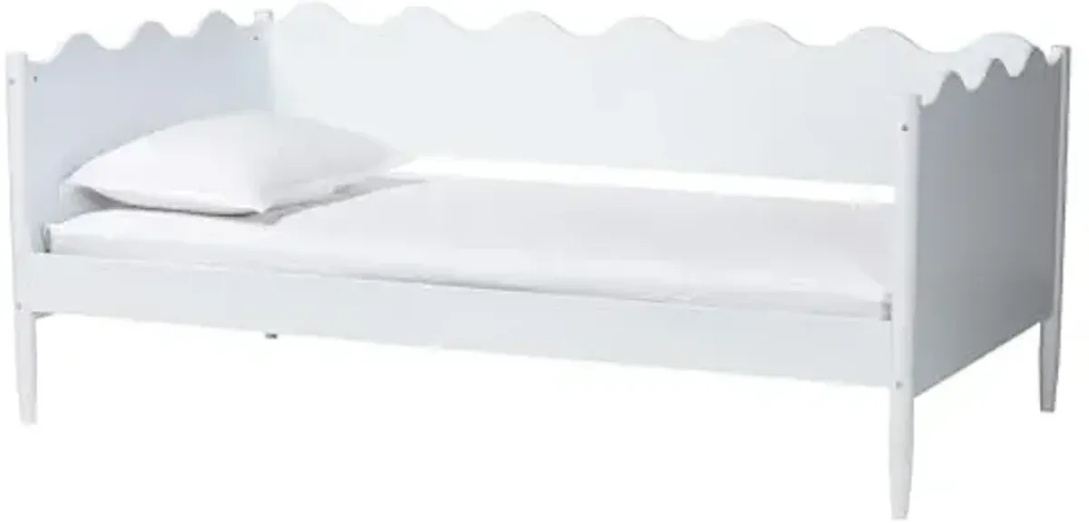 Baxton Studio Malaya Modern White Wood Twin Daybed with Scalloped Edges
