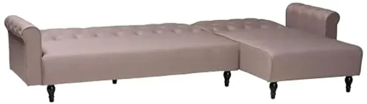 Baxton Studio Chesterfield Retro-Modern Clay Fabric Upholstered Convertible Sofa Bed