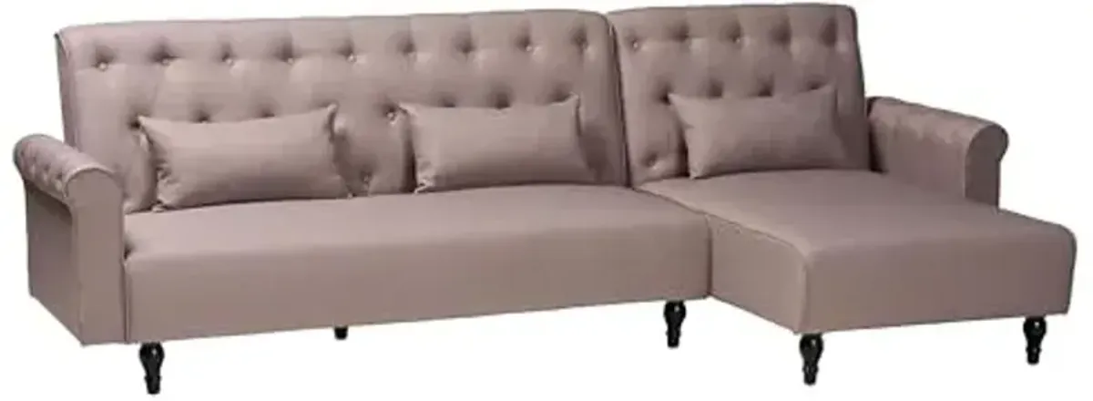 Baxton Studio Chesterfield Retro-Modern Clay Fabric Upholstered Convertible Sofa Bed