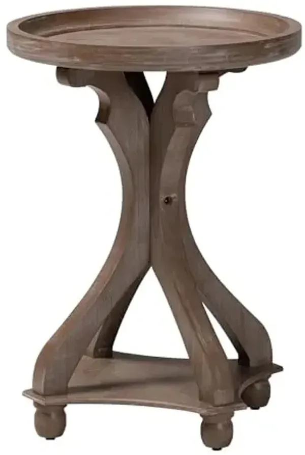 Baxton Studio Westlyn French Country Antique Brown Wood End Table