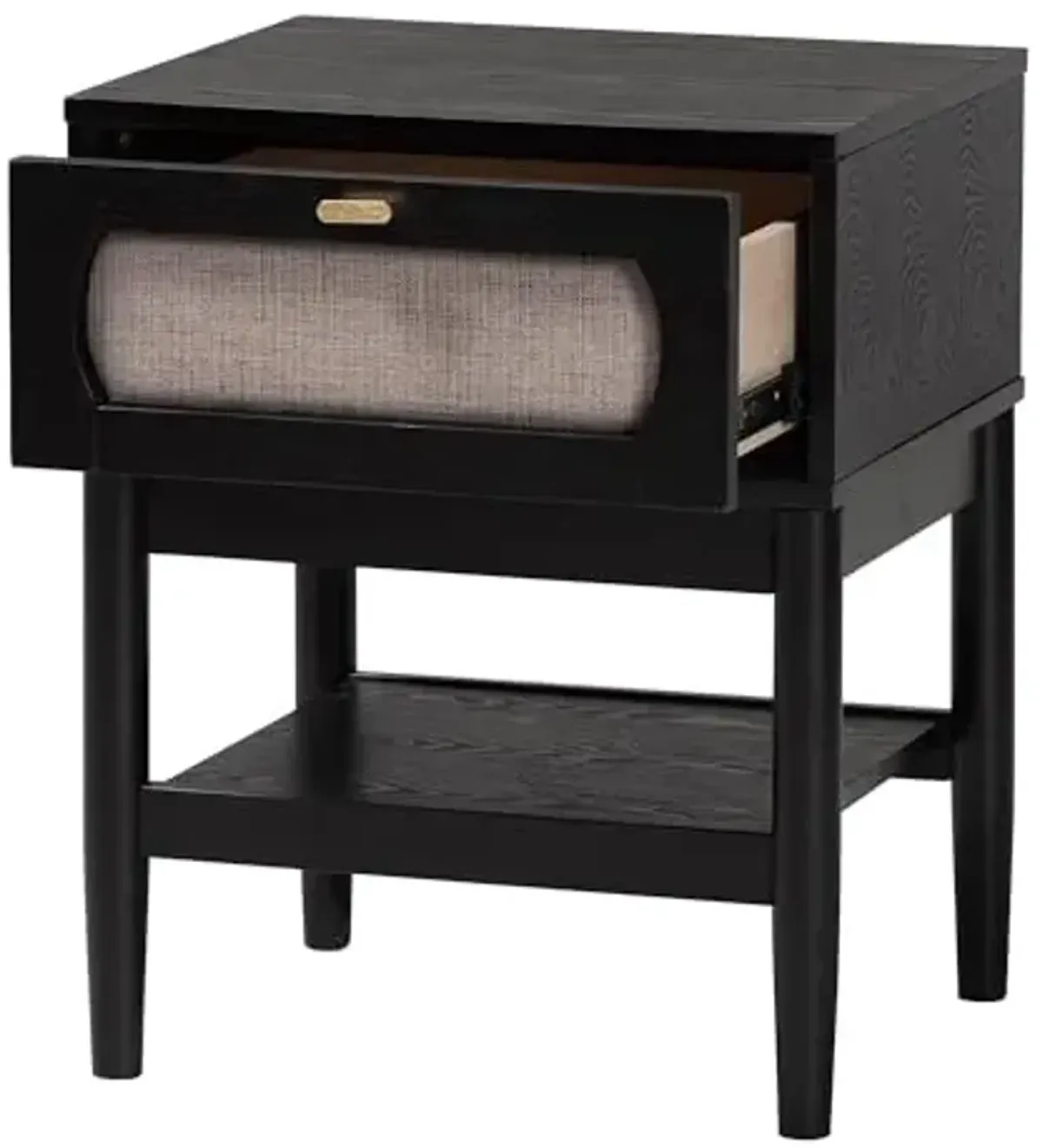 Baxton Studio Shirin Upholstered Nightstand, 1-Drawer, Beige/Black