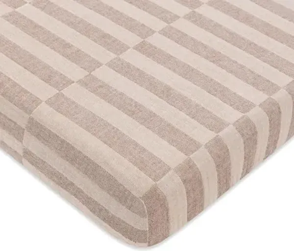 Babyletto 100% Organic Cotton Mini Crib Sheet, GOTS-Certified, Fitted 360°, Ultra-Soft and Breathable Muslin - Cocoa Offset Stripe