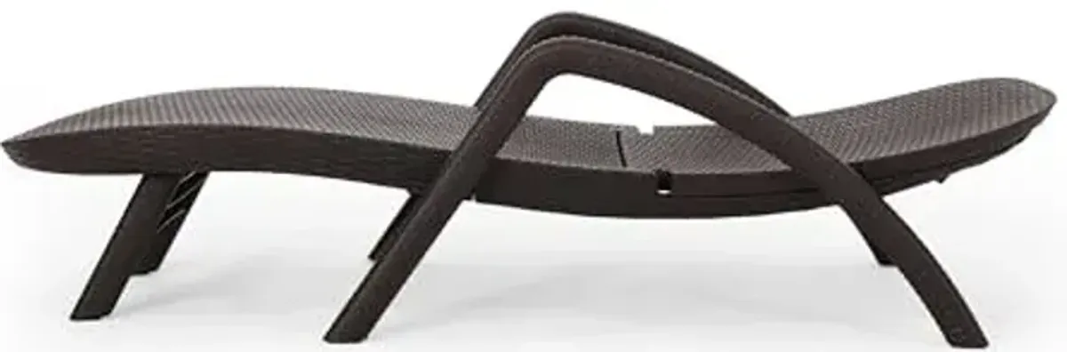 Christopher Knight Home Waverly Wicker Chaise Lounges Set of 2, Wicker Lounge Chair, Deep Seating Lounge Sofa, Beach Chair, Chaise Lounge with Armrest, Patio Lounge for Garden Pool Side, Dark Brown