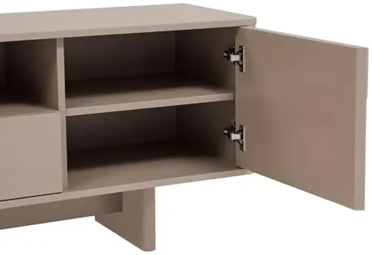 Manhattan Comfort Ella 59" TV Stand, Modern Entertainment Center with Adjustable Shelves, 5 Cubby Spaces, Full Extension Drawer, Sleek Console Table for Living Room, Fits 55" Television, Mocha