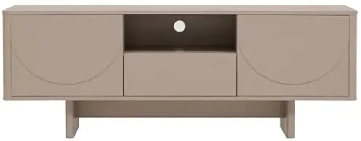 Manhattan Comfort Ella 59" TV Stand, Modern Entertainment Center with Adjustable Shelves, 5 Cubby Spaces, Full Extension Drawer, Sleek Console Table for Living Room, Fits 55" Television, Mocha