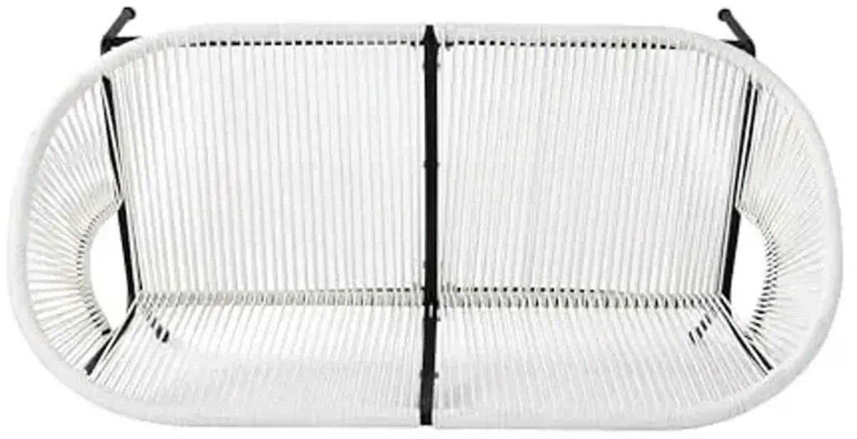 Christopher Knight Home Dessa Patio Iron Frame and Wicker Loveseat, Outdoor 2-Seater Sofa, Woven Faux Rattan Conversation Seating for Backyard, Garden, Balcony, Poolside, Porch, Deck, White+Black