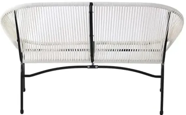 Christopher Knight Home Dessa Patio Iron Frame and Wicker Loveseat, Outdoor 2-Seater Sofa, Woven Faux Rattan Conversation Seating for Backyard, Garden, Balcony, Poolside, Porch, Deck, White+Black