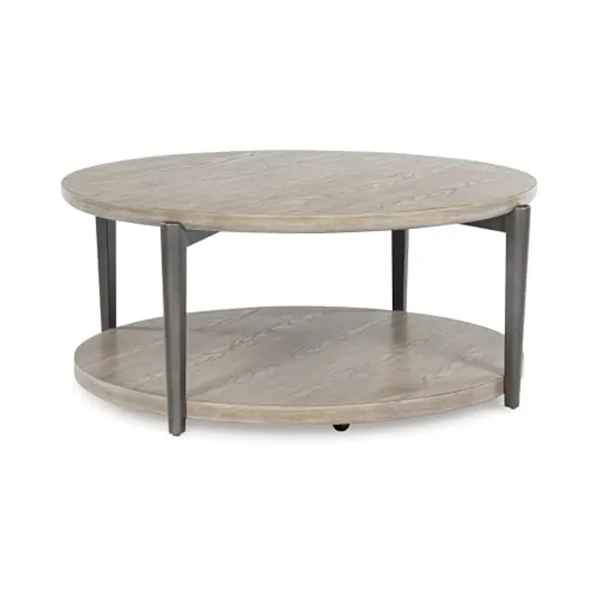Signature Design by Ashley Dyonton Round Coffee Table with Wheels, Light Grayish Brown