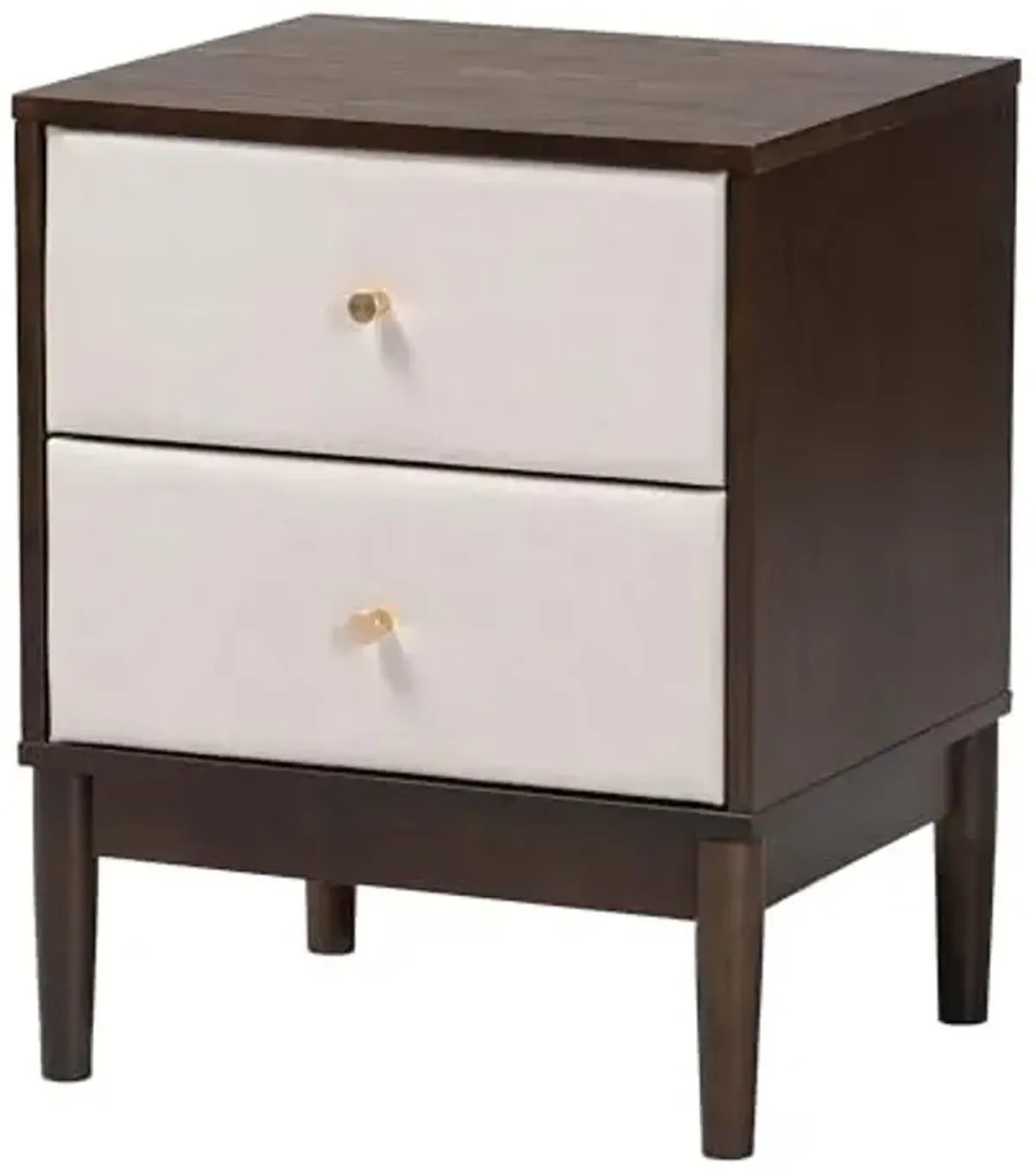 Baxton Studio Nikolai Beige Fabric and Wenge Brown Wood 2-Drawer Nightstand