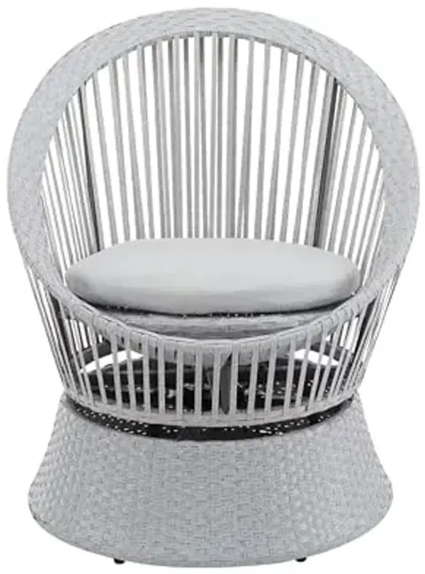 Christopher Knight Home Banes Egg-Shaped Wicker Lounge Chair Outdoor, Iron Frame Egg Chair Outdoor with Removable Cushion, Comfy Reading Chair for Garden Backyard Balcony Poolside, Grey