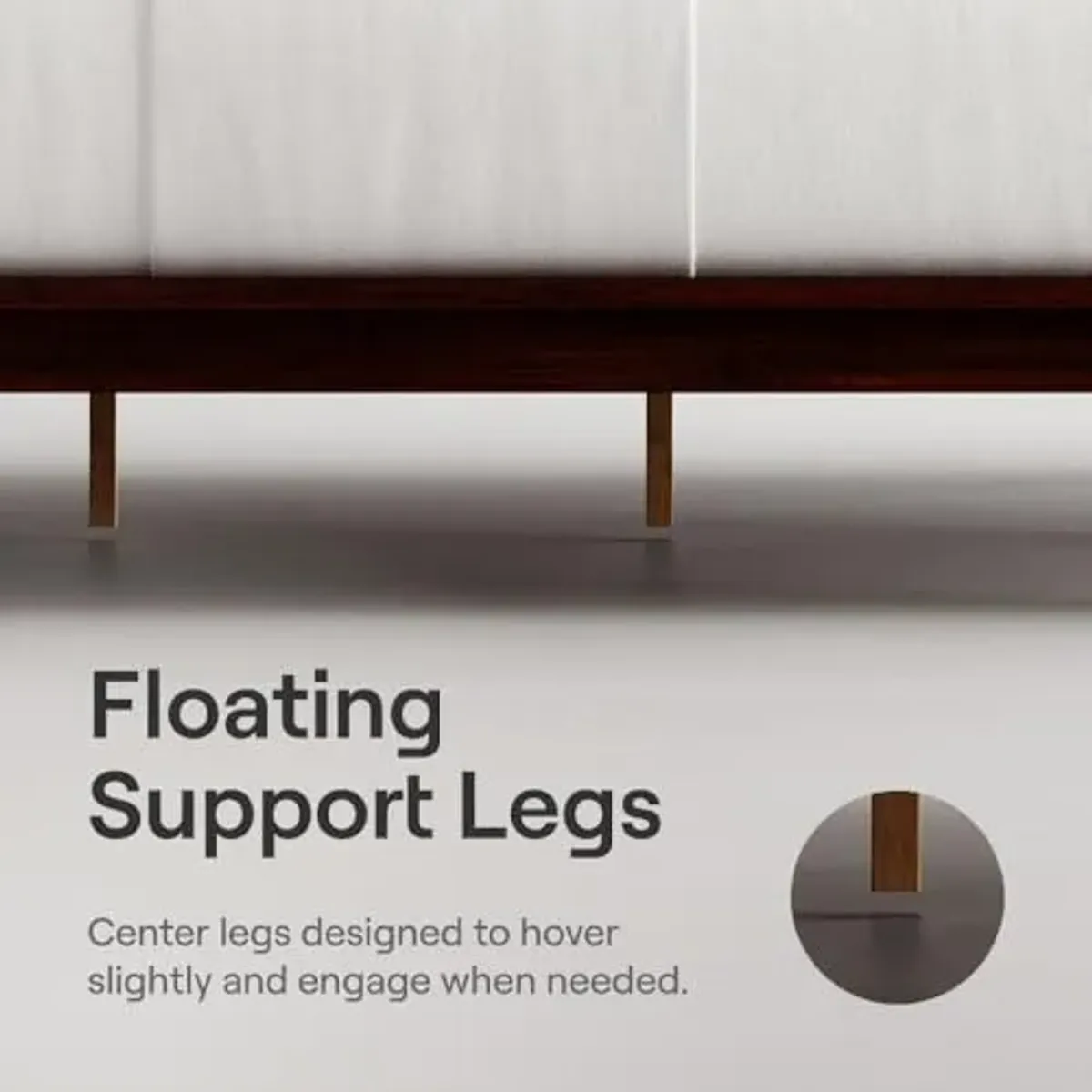 Nectar Bamboo Platform Bed Frame & Upholstered Headboard - Twin XL - Walnut/Slate - Floating Center Support Legs -12” Height - Easy Tool Free Set Up - Sturdy Wooden Support Slats - Holds Up To 500 lbs