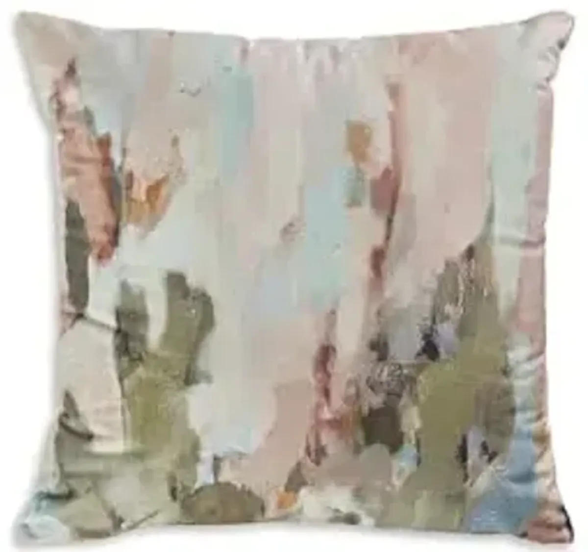 Signature Design by Ashley Lauretwood Contemporary Machine Washable Astract Watercolor Design Accent Pillow with Zipper Closure, Pink & Green