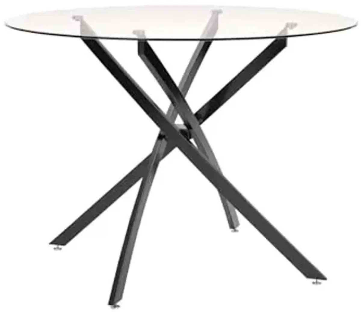 Signature Design by Ashley Pharwynn Modern Glass Tabletop Dining Table with Cross-Shaped Base, Black