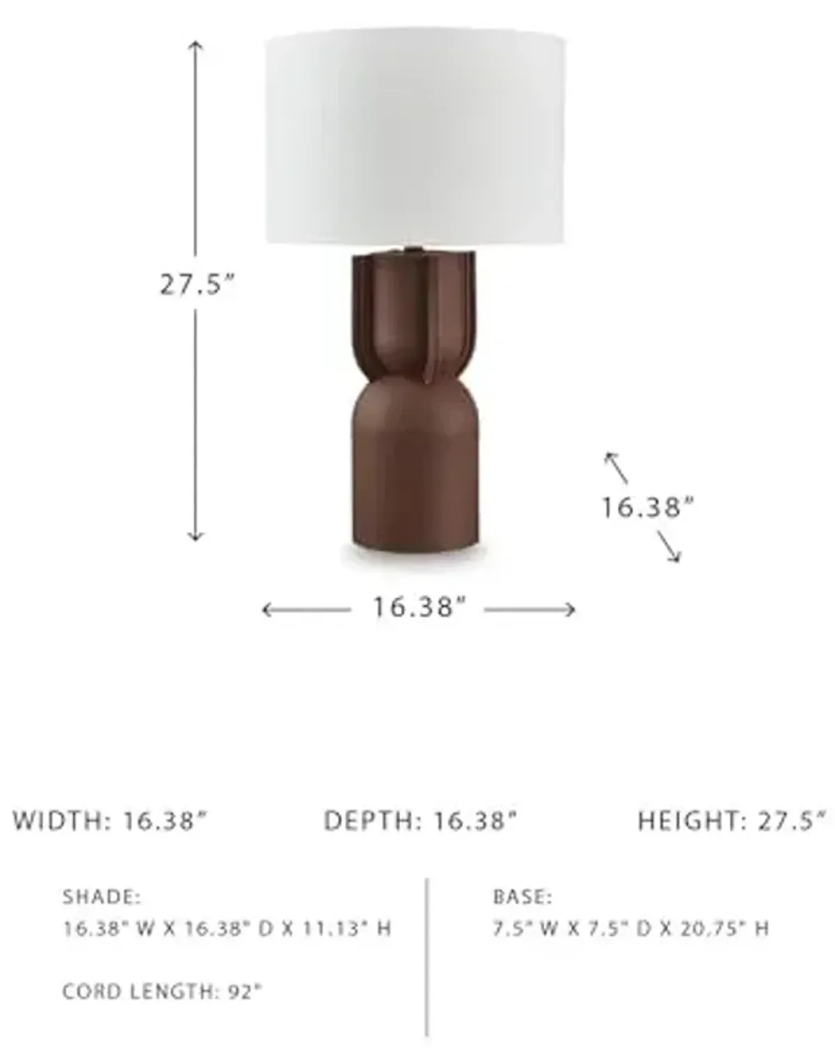 Signature Design by Ashley Rowandale Modern Metal Table Lamp with 3-Way Switch, Dark Brown