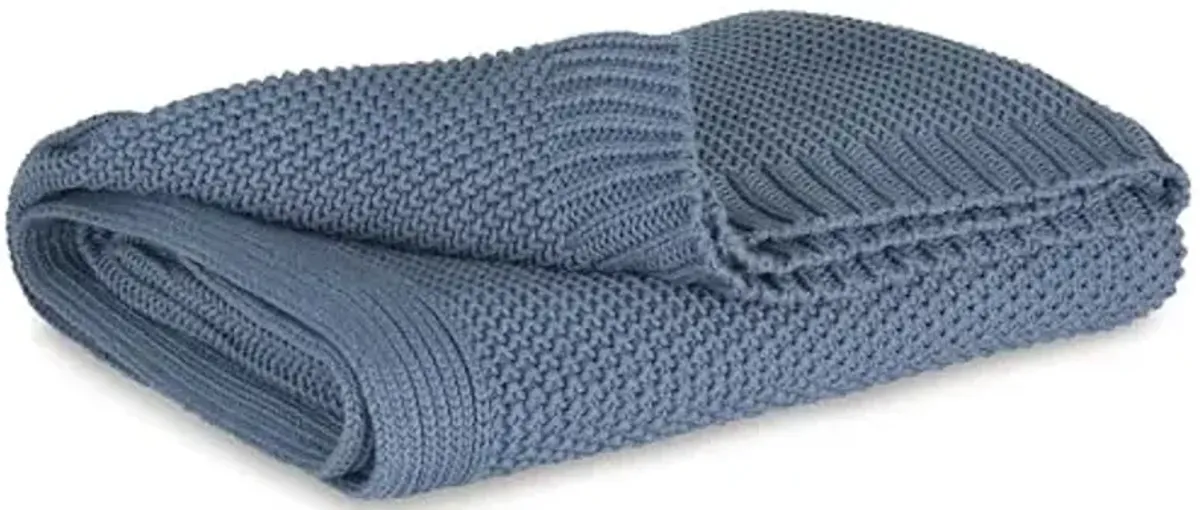 Signature Design by Ashley Gayelery Contemporary Machine Washable Knitted Throw, Blue