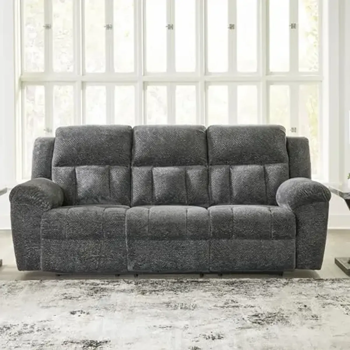 Signature Design by Ashley Frohn Contemporary Manual Reclining Sofa, Gray