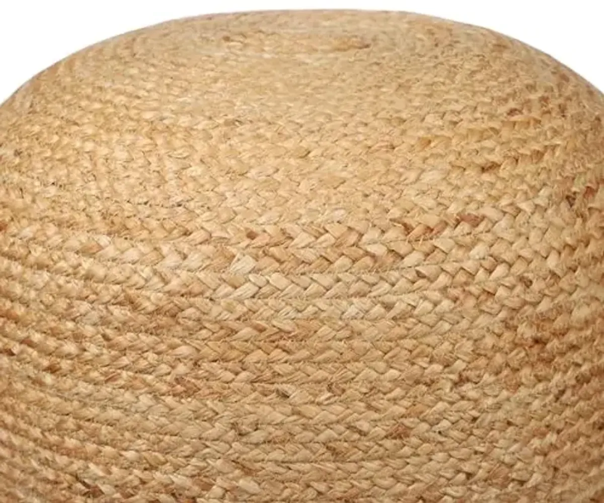 Indoor Farmhouse Striped Jute Ottoman Pouf | 18" D x 18" W x 18" H, Natural/Gray