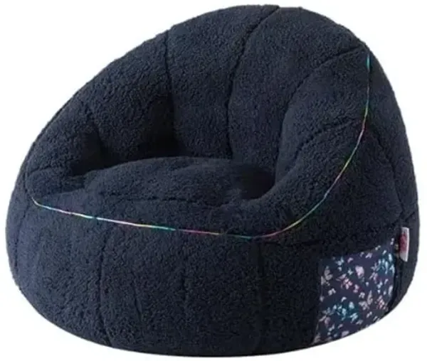Heritage Kids Soft Teddy Sherpa Navy Bean Bag Chair with Side Pocket,Cozy Seating for Relaxing