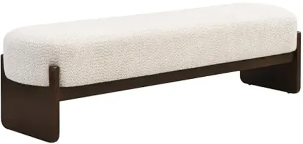 Christopher Knight Home Arden Minimalist Style Rectangular Loop Yarn Fabric Ottoman Bench, Rubberwood Frame, Entryway Bench, Living Room Sofa Extra Seat, End of Bed Footstool, Beige+Brown