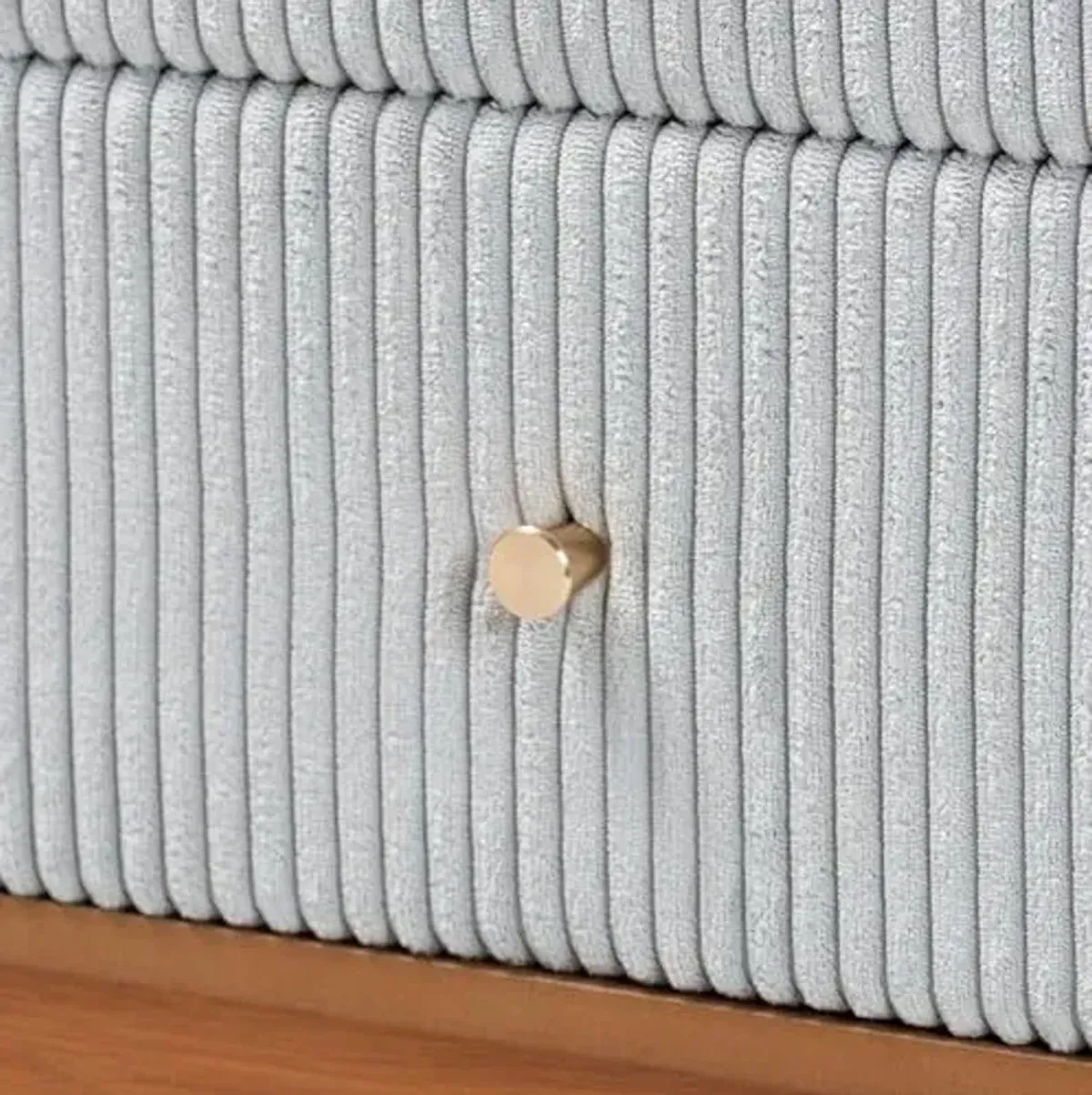 Baxton Studio Taylin Corduroy Fabric Bedroom Set, 4-Piece(1 Nightstand Included), Queen, Grey/Oak Brown