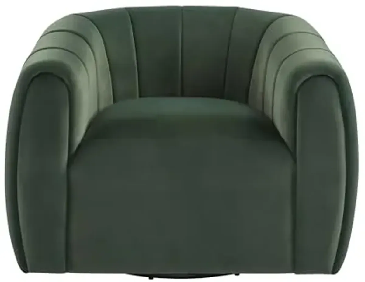 Christopher Knight Home Monroe Velvet Swivel Club Chair,Armchair with 360-Degree Rotation,Upholstered Barrel Swivel Sofa Chair for Living Room/Bedroom,Tufted Back,Thick Cushion, Iron Base, Olive Green
