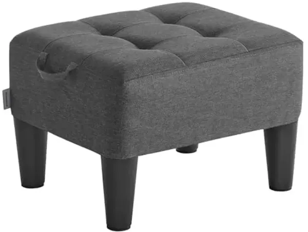 SONGMICS Foot Stool with Legs, Small Footstool Ottoman, Linen-Look Fabric Seat with Thick Cushion, for Living Room, Bedroom, Entryway, 330 lb Weight Capacity, Dark Gray ULOM502G01