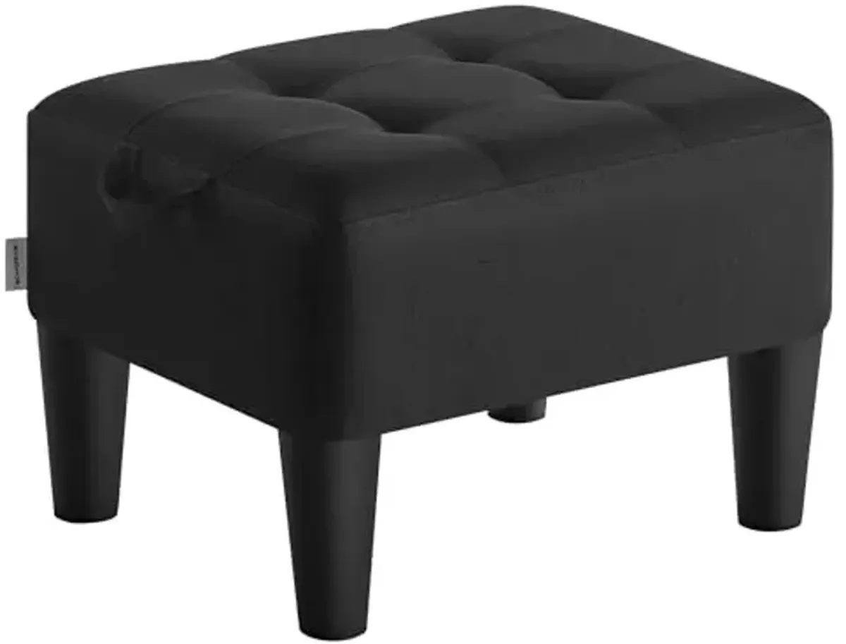 SONGMICS Foot Stool with Legs, Small Footstool Ottoman, Linen-Look Fabric Seat with Thick Cushion, for Living Room, Bedroom, Entryway, 330 lb Weight Capacity, Ink Black ULOM502B01
