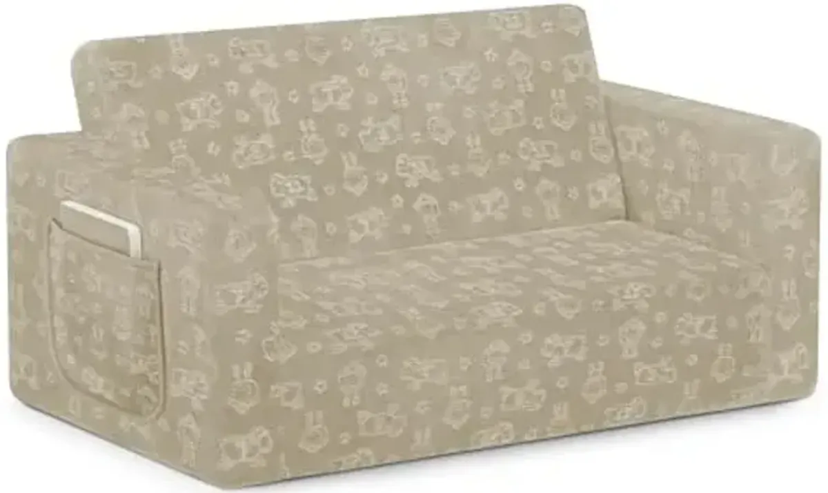 Serta Perfect Sleeper Extra Wide Convertible Sofa to Lounger - Comfy 2-in-1 Flip Open Couch/Sleeper for Kids, Cream