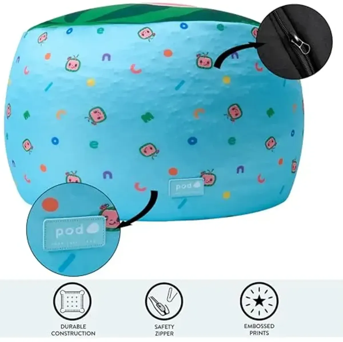 Cocomelon Spandex Smooshie Bean Bag Chair,Kids Comfortable Seating and Room Décor